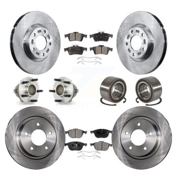 Front Rear Hub Bearings Disc Brake Rotors And Ceramic Pads Kit (10Pc) For Mazda 3 Sport KBB-107081