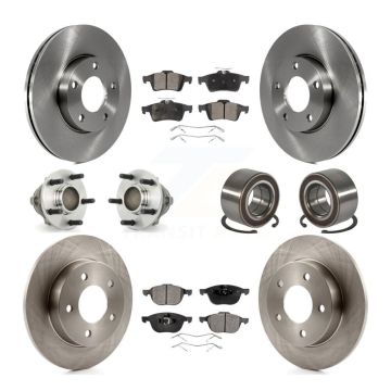 Front Rear Hub Bearings Disc Brake Rotors And Ceramic Pads Kit (10Pc) For Mazda 3 Sport KBB-107084