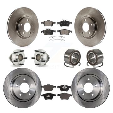 Front Rear Hub Bearing Assembly Disc Brake Rotors And Ceramic Pads Kit (10Pc) For Mazda 3 KBB-107086