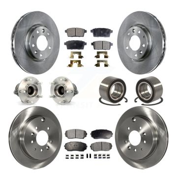 Front Rear Hub Bearing Disc Brake Rotors And Pads Kit (10Pc) For 2007-2012 Mazda CX-7 FWD KBB-107090