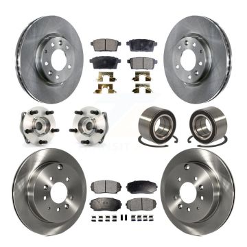 Front Rear Hub Bearing Disc Brake Rotors And Pads Kit (10Pc) For 2007-2012 Mazda CX-7 AWD KBB-107091
