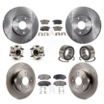 Front Rear Wheel Hub Bearing Disc Brake Rotor And Ceramic Pad Kit (10Pc) For Honda Accord KBB-107092