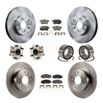 Front Rear Hub Bearings Disc Brake Rotors And Pads Kit (10Pc) For Honda Accord Acura TSX KBB-107093