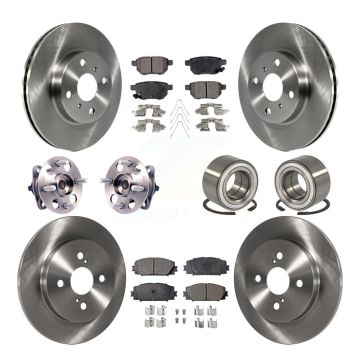 Front Rear Wheel Hub Bearing Disc Brake Rotor And Ceramic Pad Kit (10Pc) For Toyota Yaris KBB-107098