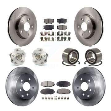 Front Rear Hub Bearing Disc Brake Rotor And Ceramic Pads Kit (10Pc) For 2010 Lexus HS250h KBB-107100