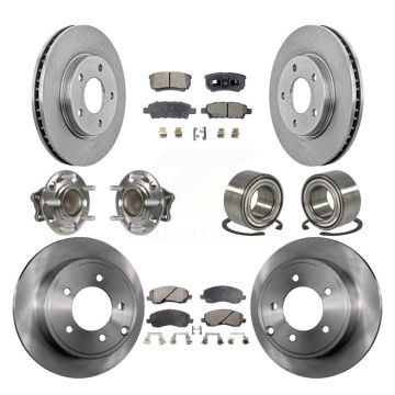 Front Rear Hub Bearing Disc Brake Rotor And Ceramic Pads Kit (10Pc) For Mitsubishi Lancer KBB-107101