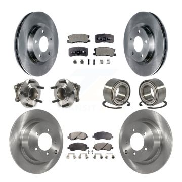 Front Rear Hub Bearing Brake Rotor Pads Kit (10Pc) For Mitsubishi Outlander FWD with 2.4L KBB-107102