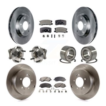Front Rear Wheel Hub Bearing Disc Brake Rotor And Pad Kit (10Pc) For Mitsubishi Outlander KBB-107103