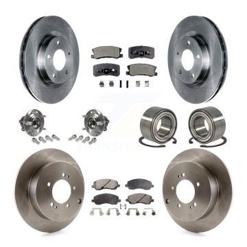 Front Rear Wheel Hub Bearing Disc Brake Rotor And Pad Kit (10Pc) For Mitsubishi Outlander KBB-107106