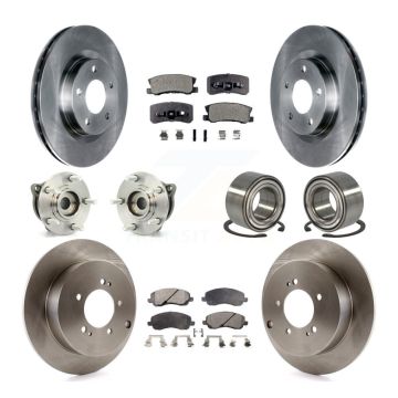 Front Rear Wheel Hub Bearing Disc Brake Rotor And Pad Kit (10Pc) For Mitsubishi Outlander KBB-107108