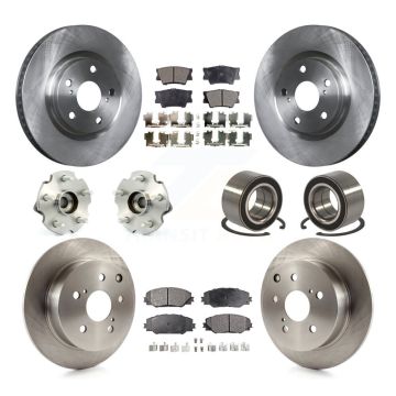 Front Rear Hub Bearing Disc Brake Rotor And Pad Kit (10Pc) For Toyota Matrix Pontiac Vibe KBB-107119
