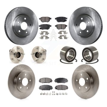Front Rear Hub Bearing Brake Rotor Pad Kit (10Pc) For 09-13 Toyota Matrix S with FWD 2.4L KBB-107123