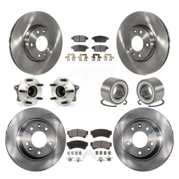 Front Rear Hub Bearings Disc Brake Rotors And Pads Kit (10Pc) For 2009-2013 Mazda 6 3.7L KBB-107125