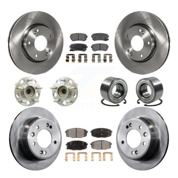 Front Rear Hub Bearings Disc Brake Rotors And Ceramic Pads Kit (10Pc) For Hyundai Elantra KBB-107126