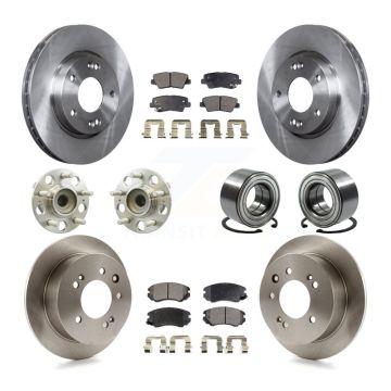 Front Rear Hub Bearing Brake Rotor Pads Kit (10Pc) For Hyundai Elantra Sedan with Non-ABS KBB-107127