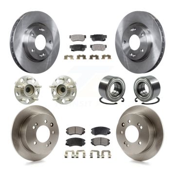 Front Rear Hub Bearings Disc Brake Rotors And Ceramic Pads Kit (10Pc) For Hyundai Elantra KBB-107128