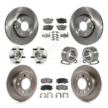Front Rear Hub Bearings Disc Brake Rotors And Ceramic Pads Kit (10Pc) For Hyundai Tiburon KBB-107130