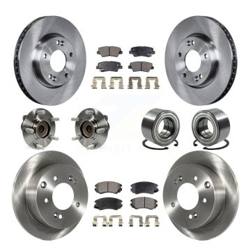 Front Rear Hub Bearing Assembly Disc Brake Rotor And Ceramic Pads Kit (10Pc) For Kia Soul KBB-107146