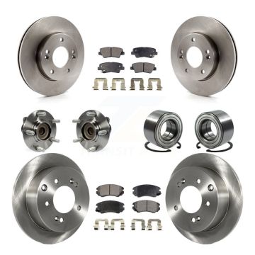 Front Rear Hub Bearing Assembly Disc Brake Rotor And Ceramic Pads Kit (10Pc) For Kia Soul KBB-107148