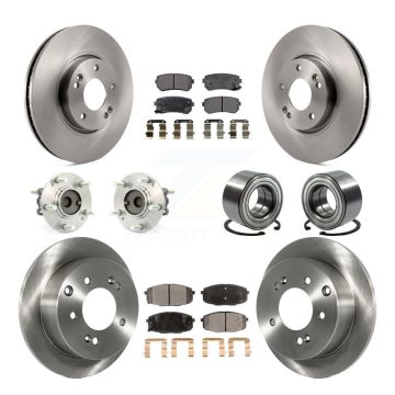 Front Rear Hub Bearings Disc Brake Rotors And Pads Kit (10Pc) For Kia Forte Koup Forte5 KBB-107151