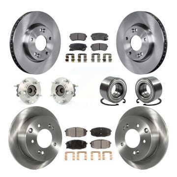 Front Rear Hub Bearings Disc Brake Rotors And Pads Kit (10Pc) For Kia Forte Koup Forte5 KBB-107152