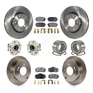 Front Rear Wheel Hub Bearing Disc Brake Rotor And Pads Kit (10Pc) For 2010-2012 Kia Rondo KBB-107153