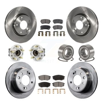 Front Rear Hub Bearing Brake Rotor And Pad Kit (10Pc) For Hyundai Tucson Kia Sportage FWD KBB-107154