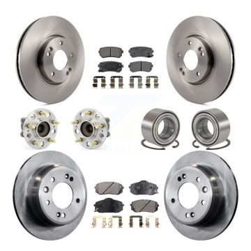 Front Rear Hub Bearing Disc Brake Rotor & Pads Kit (10Pc) For Hyundai Tucson Kia Sportage KBB-107157
