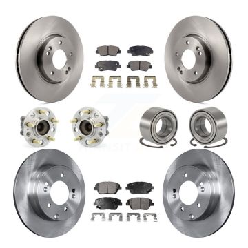 Front Rear Hub Bearing Disc Brake Rotor And Pads Kit (10Pc) For Hyundai Sonata Kia Optima KBB-107158