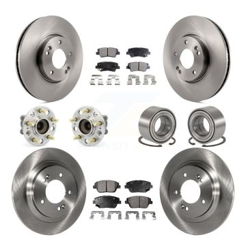 Front Rear Hub Bearing Disc Brake Rotor And Pads Kit (10Pc) For 2013-2015 Kia Optima 2.4L KBB-107159
