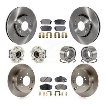 Front Rear Wheel Hub Bearing Disc Brake Rotor And Pads Kit (10Pc) For 2008-2009 Kia Rondo KBB-107161