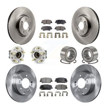 Front Rear Hub Bearings Disc Brake Rotors And Ceramic Pads Kit (10Pc) For Kia Optima 2.0L KBB-107162