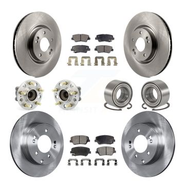 Front Rear Hub Bearings Disc Brake Rotors And Ceramic Pads Kit (10Pc) For Hyundai Azera KBB-107164