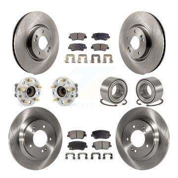 Front Rear Hub Bearing Brake Rotor And Pad Kit (10Pc) For 2016-2017 Hyundai Azera Limited KBB-107165
