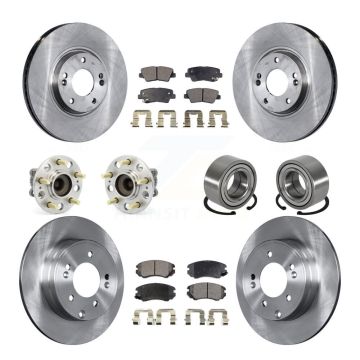 Front Rear Hub Bearing Disc Brake Rotor And Ceramic Pad Kit (10Pc) For 2011 Hyundai Azera KBB-107166