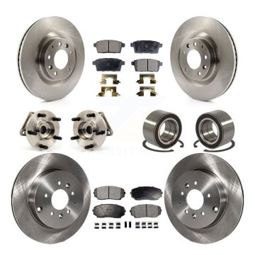 Front Rear Hub Bearing Disc Brake Rotors And Pads Kit (10Pc) For 2007-2015 Mazda CX-9 AWD KBB-107178