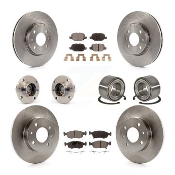Front Rear Hub Bearing Assembly Disc Brake Rotor And Ceramic Pads Kit (10Pc) For Fiat 500 KBB-107190