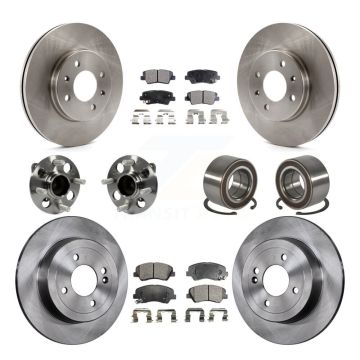 Front Rear Hub Bearing Assembly Disc Brake Rotors And Ceramic Pads Kit (10Pc) For Kia Rio KBB-107193