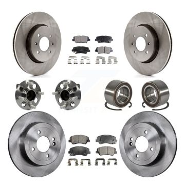 Front Rear Hub Bearing Assembly Disc Brake Rotors And Ceramic Pads Kit (10Pc) For Kia Rio KBB-107194