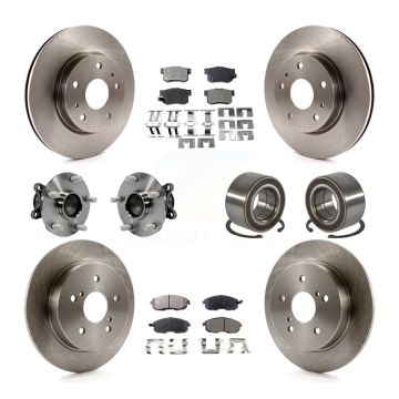 Front Rear Hub Bearing Disc Brake Rotors And Pads Kit (10Pc) For 2008-2013 Suzuki SX4 FWD KBB-107195