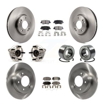 Front Rear Hub Bearing Disc Brake Rotors And Ceramic Pads Kit (10Pc) For Kia Forte Forte5 KBB-107200
