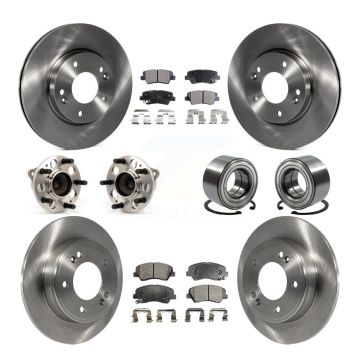 Front Rear Hub Bearing Brake Rotor Pad Kit (10Pc) For Hyundai Elantra GT Kia Forte Forte5 KBB-107202