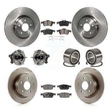 Front Rear Hub Bearing Disc Brake Rotor Pad Kit (10Pc) For Ford Escape AWD with 2.0L 1.6L KBB-107213