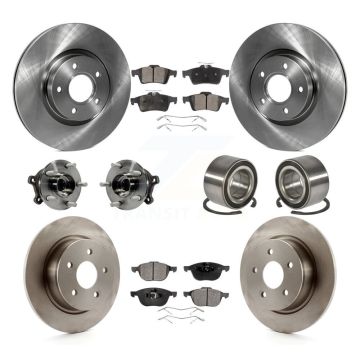 Front Rear Hub Bearing Brake Rotor Pad Kit (10Pc) For 2015-2016 Ford Escape AWD with 2.5L KBB-107215