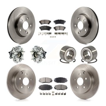 Front Rear Hub Bearing Disc Brake Rotors And Pads Kit (10Pc) For 2017-2018 Toyota Prius V KBB-107227