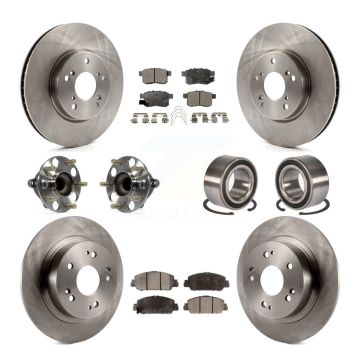 Front Rear Wheel Hub Bearing Disc Brake Rotor And Ceramic Pad Kit (10Pc) For Honda Accord KBB-107230