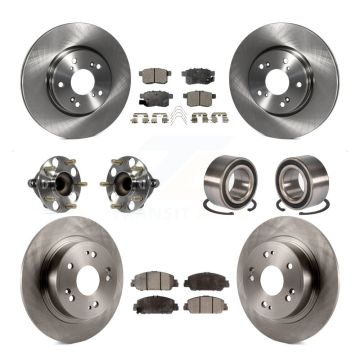 Front Rear Wheel Hub Bearing Disc Brake Rotor And Ceramic Pad Kit (10Pc) For Honda Accord KBB-107231