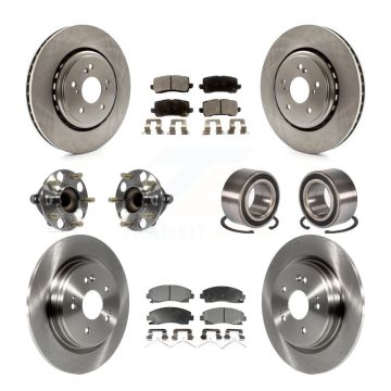 Front Rear Hub Bearings Disc Brake Rotors And Pads Kit (10Pc) For 2015-2020 Acura TLX FWD KBB-107232