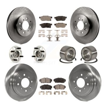 Front Rear Wheel Hub Bearing Disc Brake Rotor And Ceramic Pads Kit (10Pc) For Honda Civic KBB-107241