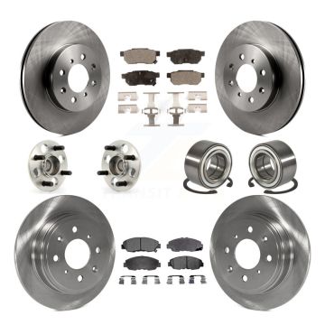 Front Rear Hub Bearing Disc Brake Rotor Pad Kit (10Pc) For 1997 Acura EL With 4 Wheel ABS KBB-107243